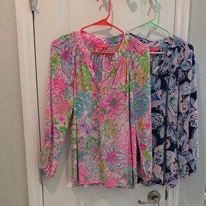 Lilly Pulitzer Pink and Blue Floral Blouses